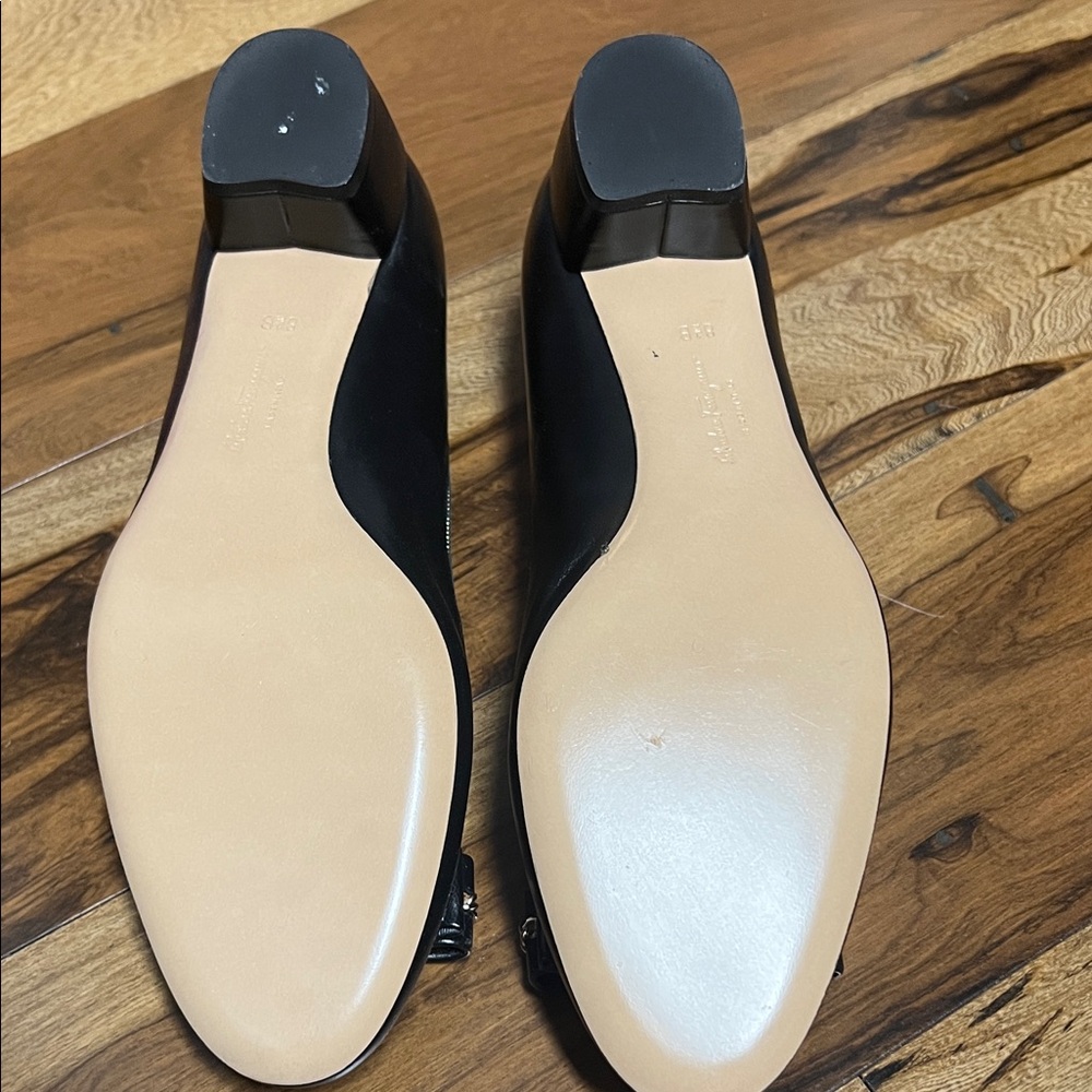 Salvatore Ferragamo Black Flats with Gold Accents - Picture 3 of 3